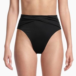 Aurum Black High-Waisted Swim Bottom 6 NWT